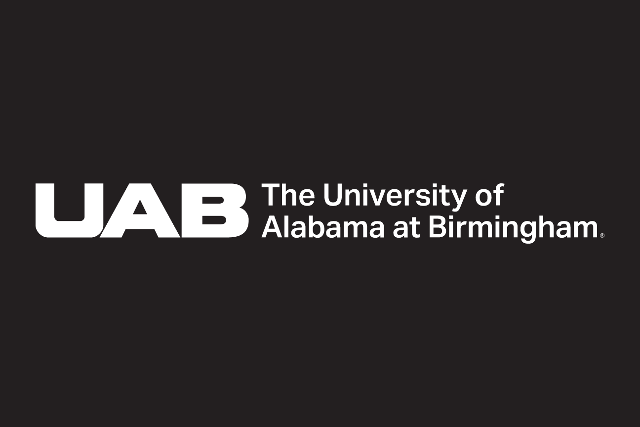 UAB core logo standard, white on black variant, cell 9