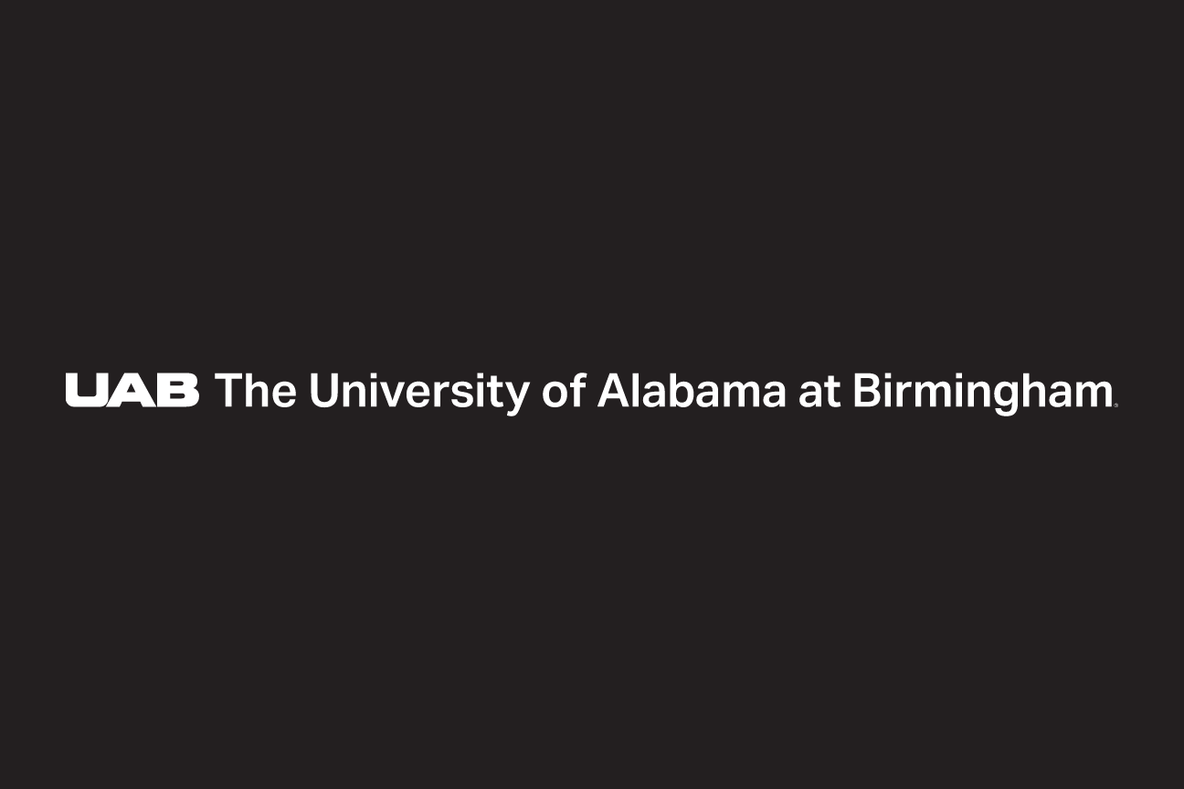 UAB core logo horizontal, white on black variant, cell 14
