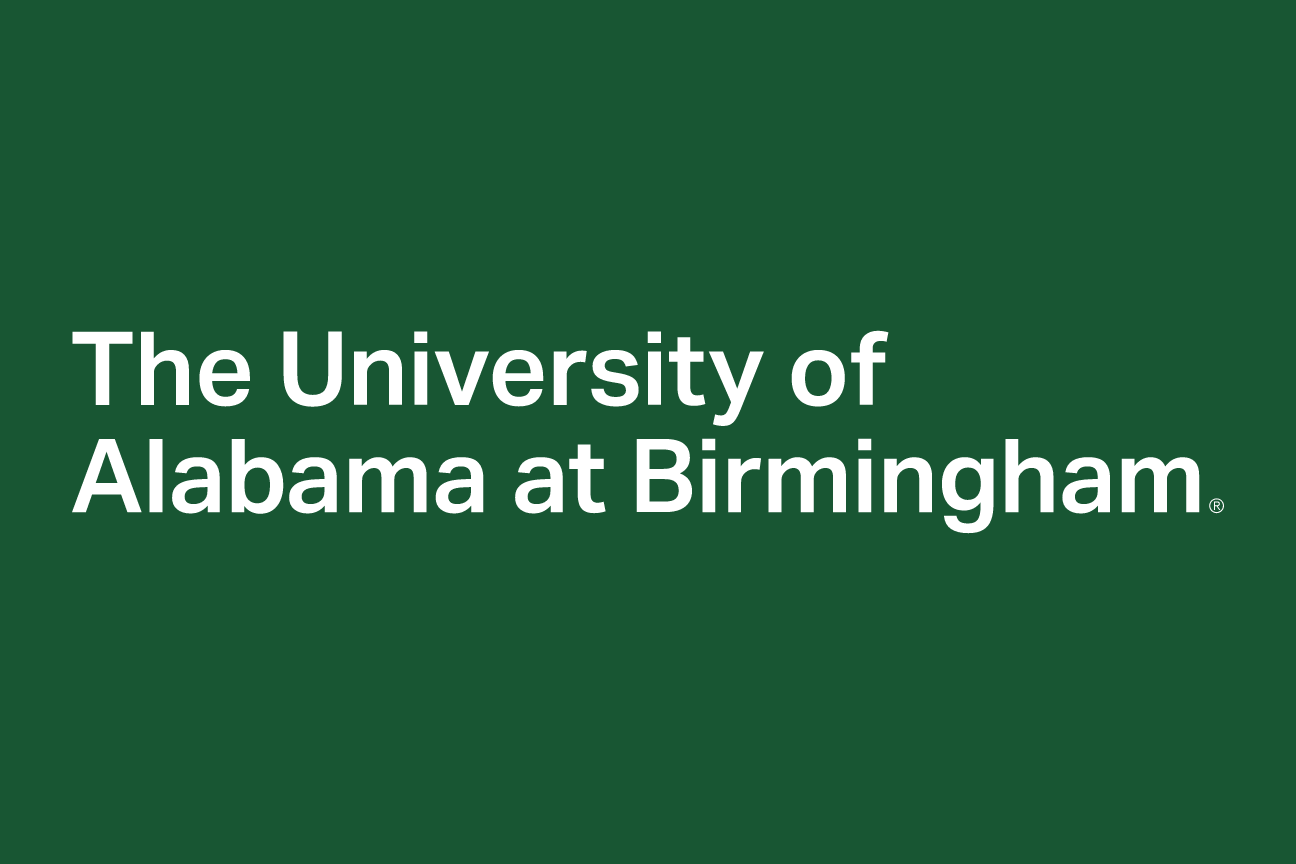 UAB wordmark, white on green, large variant, cell 17