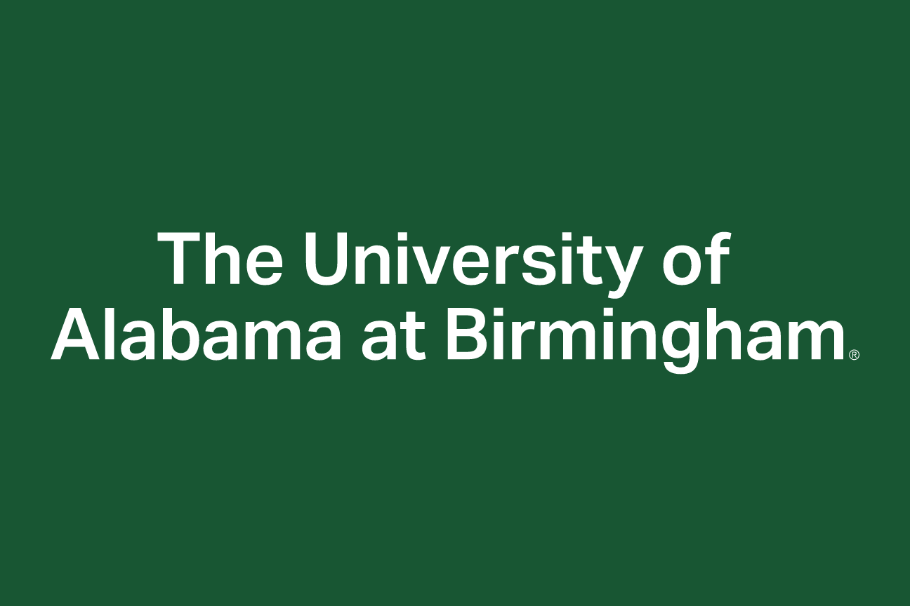 UAB wordmark, white on green, medium variant, cell 21