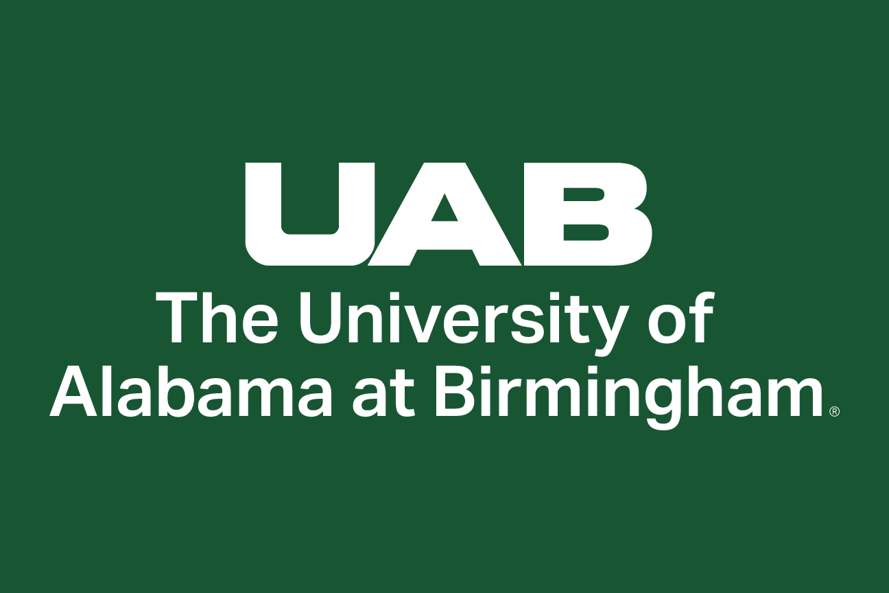UAB core logo centered, white on green variant, cell 30