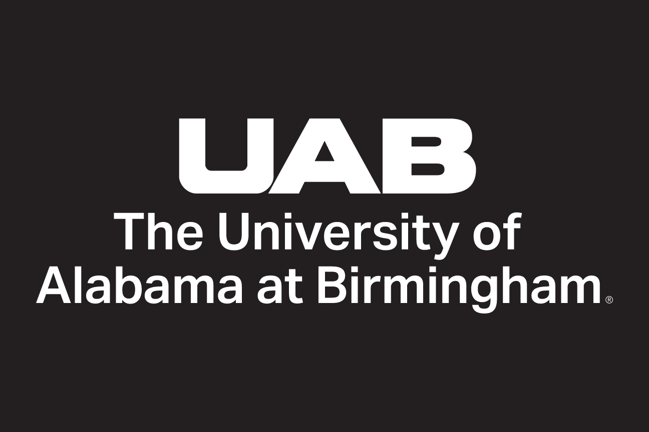 UAB core logo centered, white on black variant, cell 31