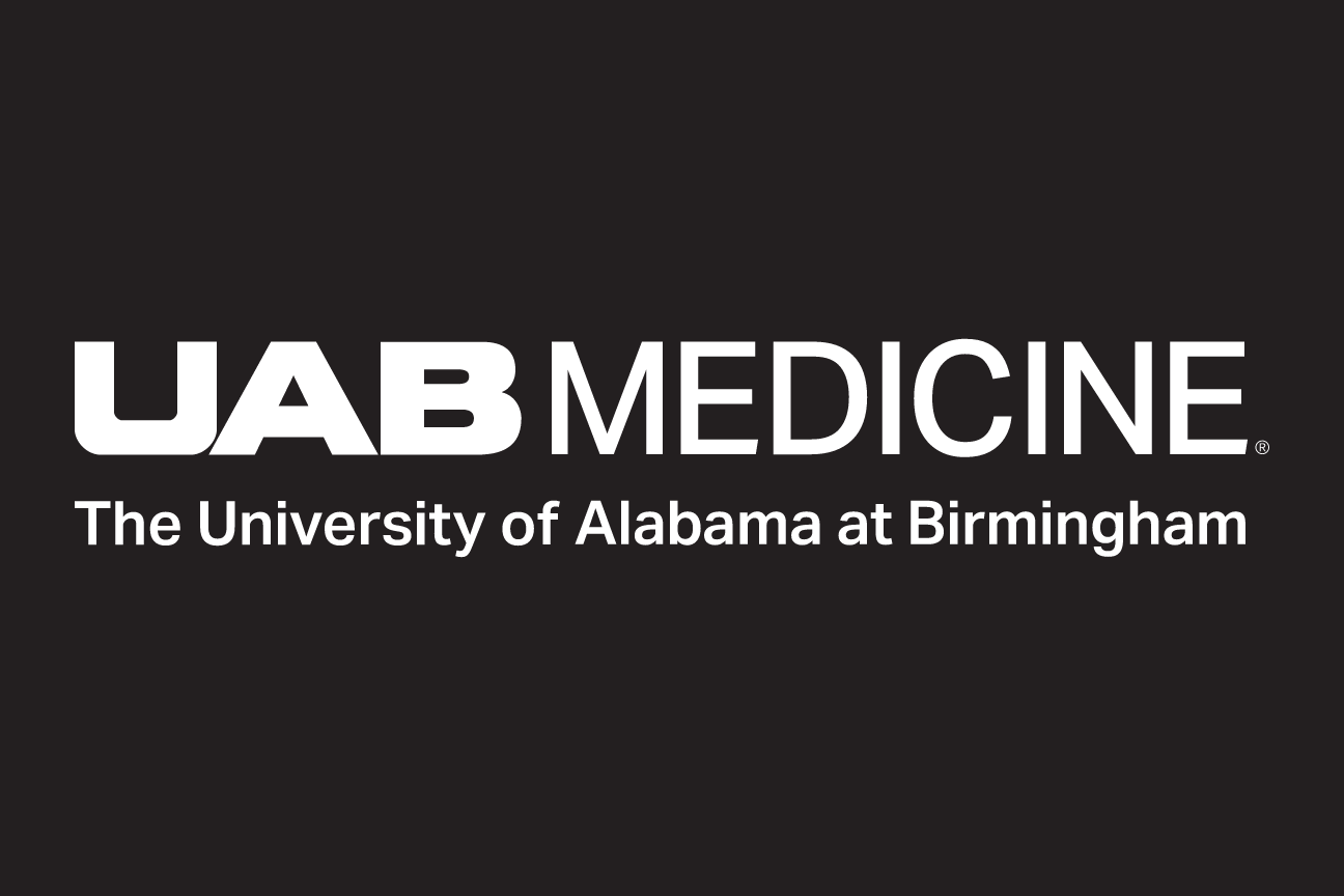 UAB Medicine secondary logo, white on black variant, cell 42