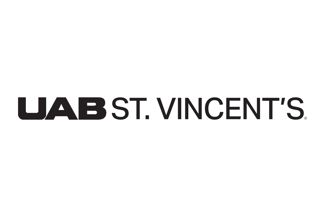 UAB St. Vincent's logo, black variant, cell 45