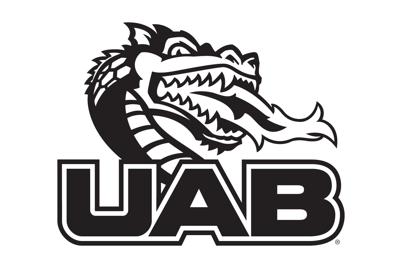 Dragon head with UAB, black outline on white variant, cell 92