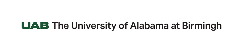 UAB core logo horizontal, green/black variant, cell 10