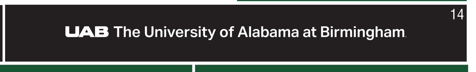 UAB core logo horizontal, white on black variant, cell 14