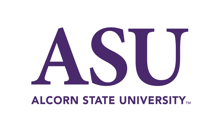 ASU Alcorn State University wordmark, purple and gold variant, cell 7