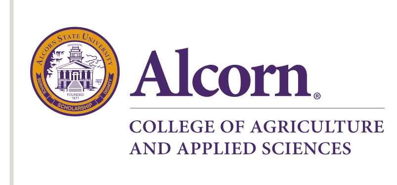 Alcorn College of Agriculture and Applied Sciences wordmark with seal, standard variant, cell 45