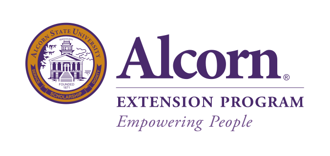 Alcorn Extension Program wordmark with seal, standard variant, cell 50