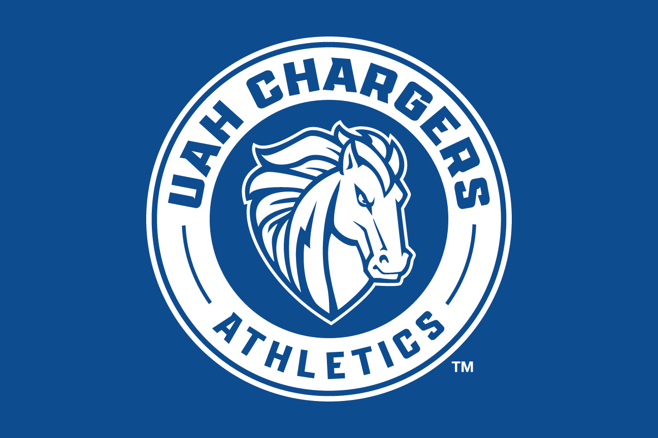 UAH CHARGERS ATHLETICS horse head, white on blue variant, cell 26