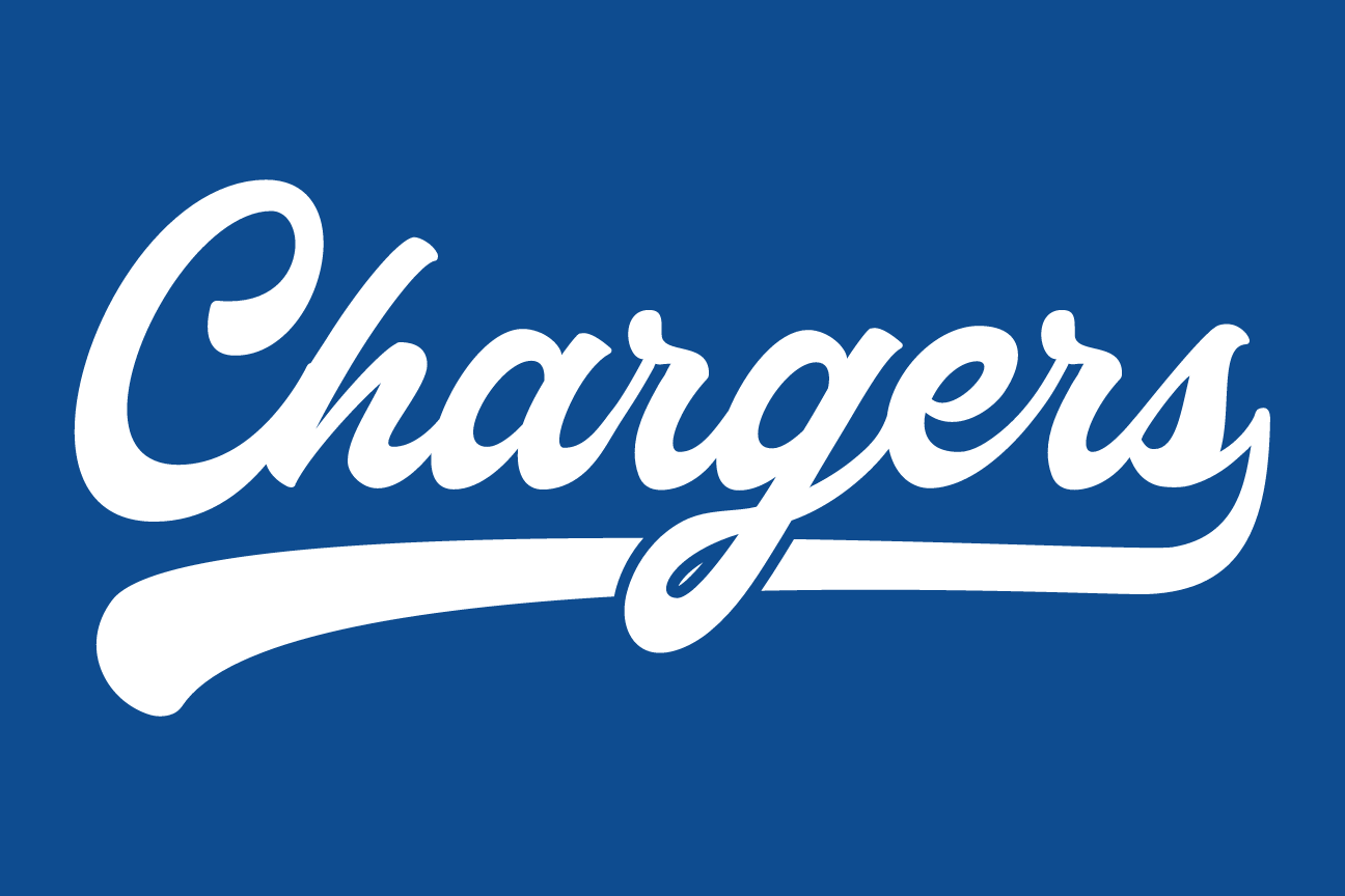 Chargers script, white on blue variant, cell 35