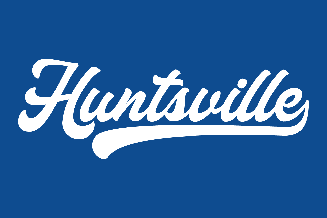 Huntsville script, white on blue variant, cell 38