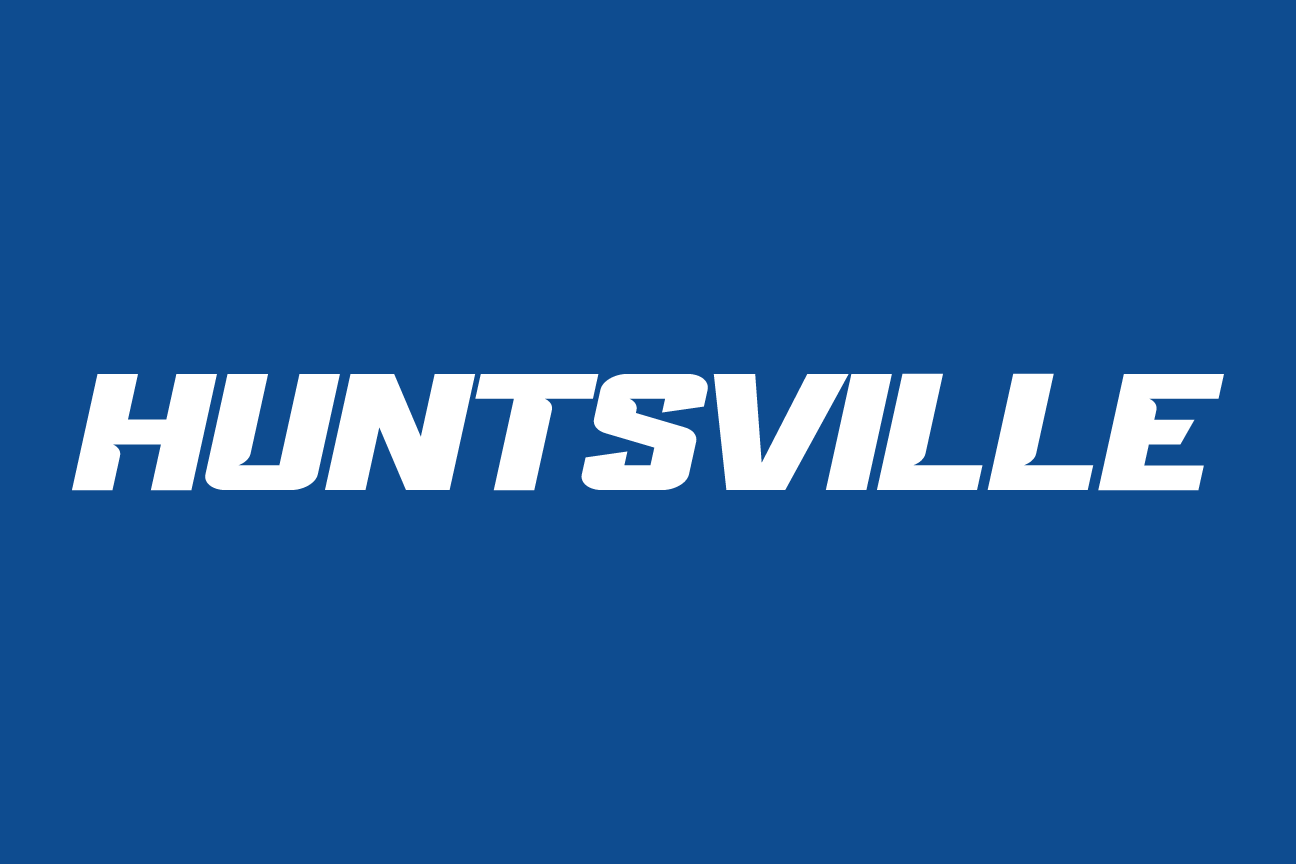 HUNTSVILLE block, white solid on blue variant, cell 50