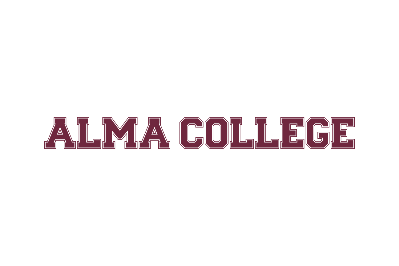 ALMA COLLEGE wordmark, maroon and cream variant, cell 2
