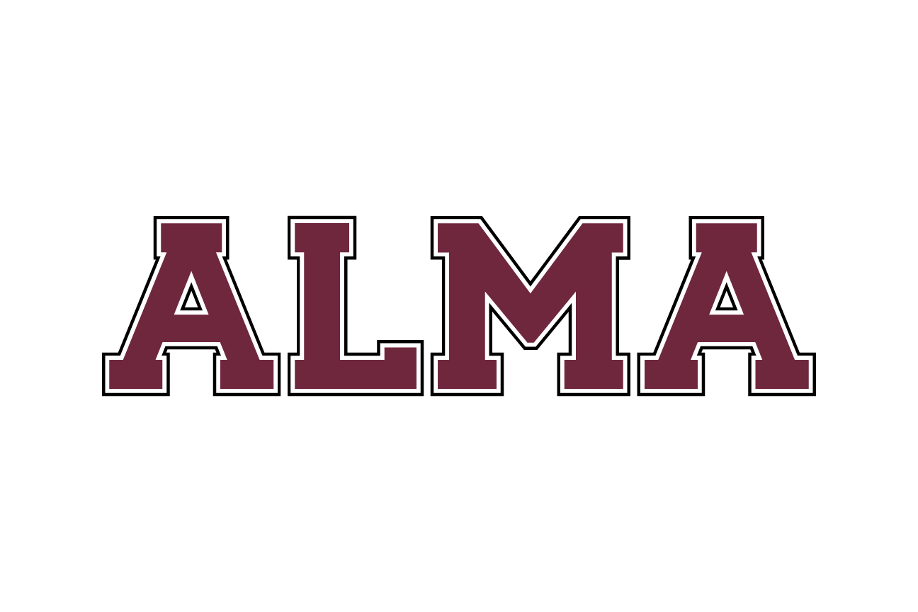 ALMA wordmark, maroon variant, cell 5