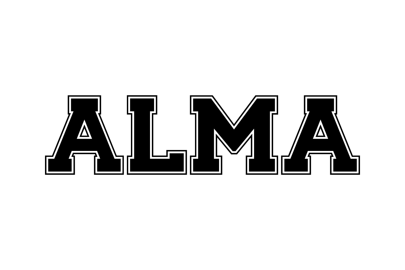 ALMA wordmark, black variant, cell 7