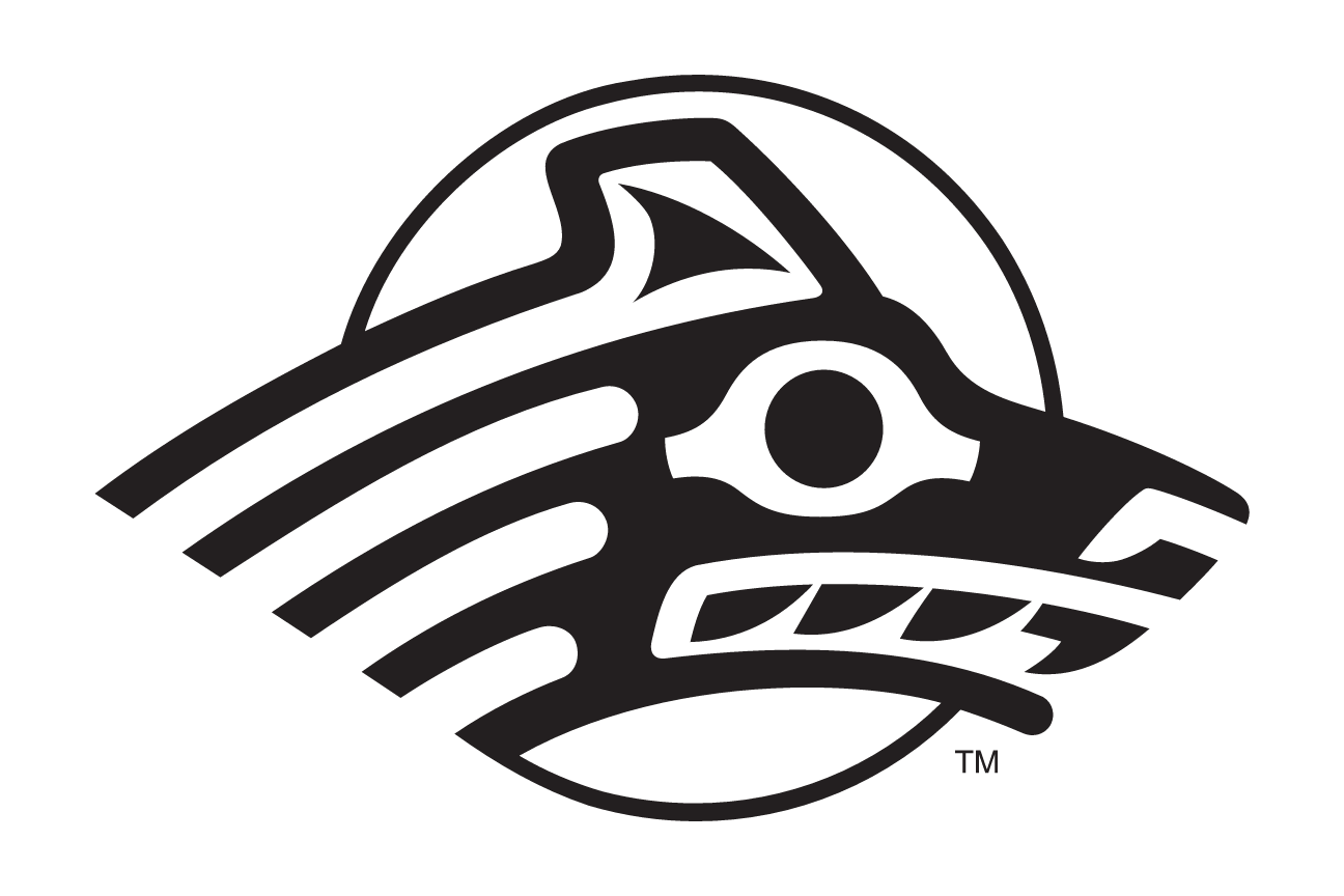 Seawolf head logo, black and white with outline variant, cell 28