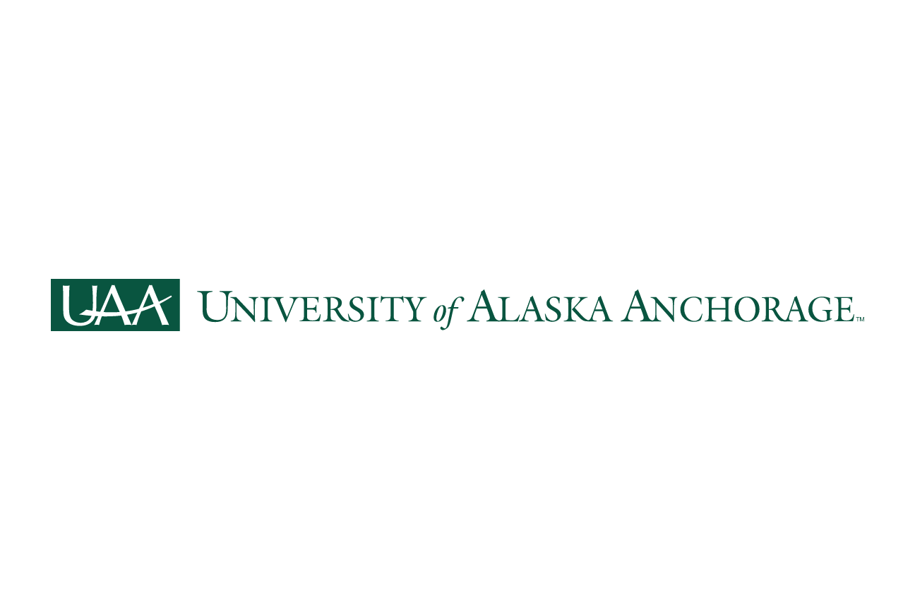 UAA horizontal logo, green and gold variant, cell 40