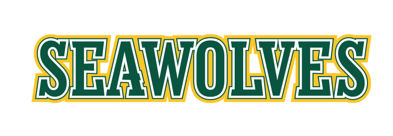 Seawolves wordmark, straight, green and gold variant, cell 13