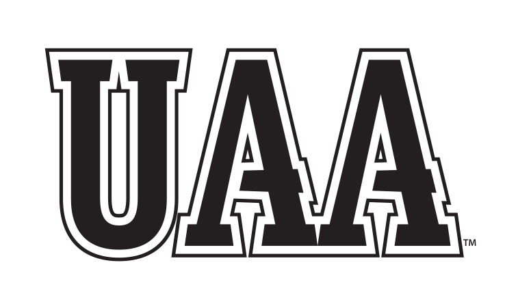 UAA lettermark, black with thin outline variant, cell 25