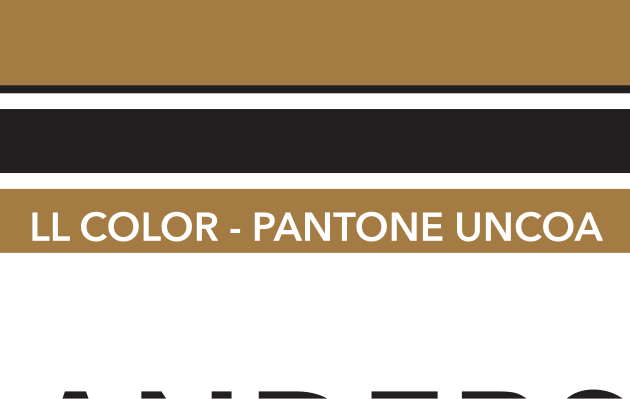 Anderson University logo, vertical lockup, black variant