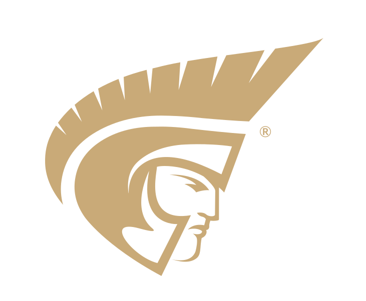 Trojan head icon, one color, gold, Pantone Coated variant