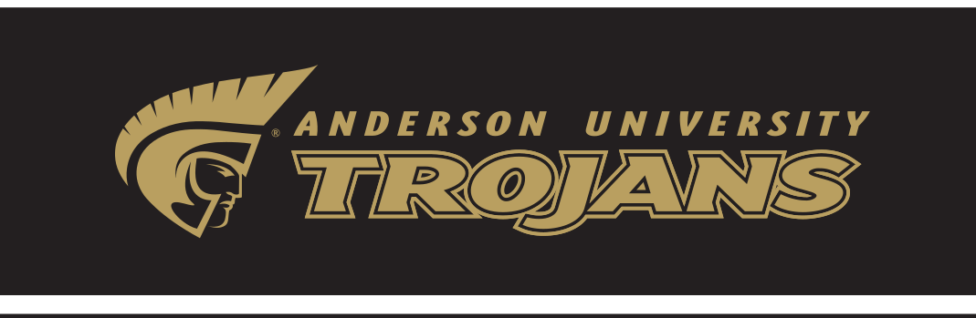 Anderson University Trojans wordmark with icon, gold CMYK variant