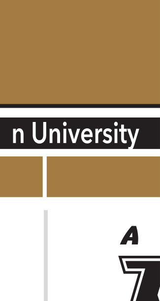 Anderson wordmark with icon, horizontal, Pantone Coated black text, white gold outline variant