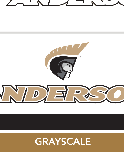 Anderson wordmark with icon, stacked, CMYK gold text, gold outline, gold AU variant