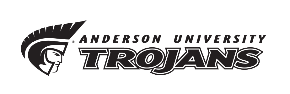 Anderson University Trojans lockup, horizontal, black variant