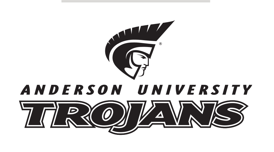 Anderson University Trojans lockup, stacked, black variant