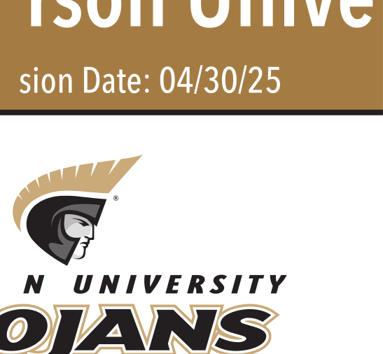 athletic logo, stacked, black text, gold outline, black AU variant
