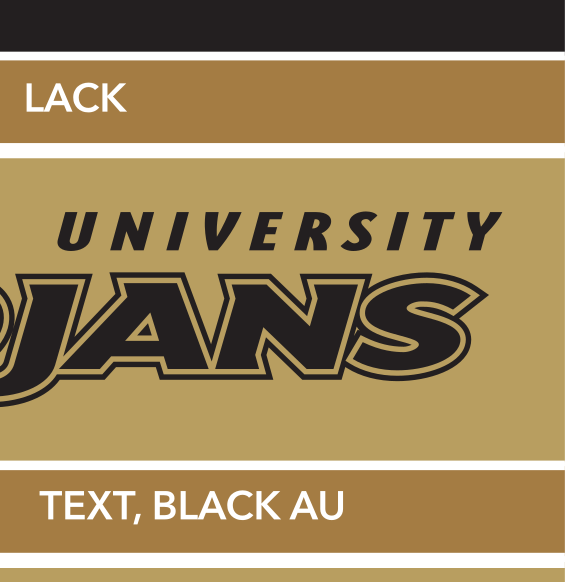 Trojan head icon with Anderson University Trojans wordmark, black text, black outline, black AU, Pantone Coated, stacked variant, cell 2