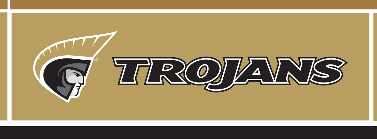 Athletic Trojan Wordmark with Icon, CMYK black horizontal variant