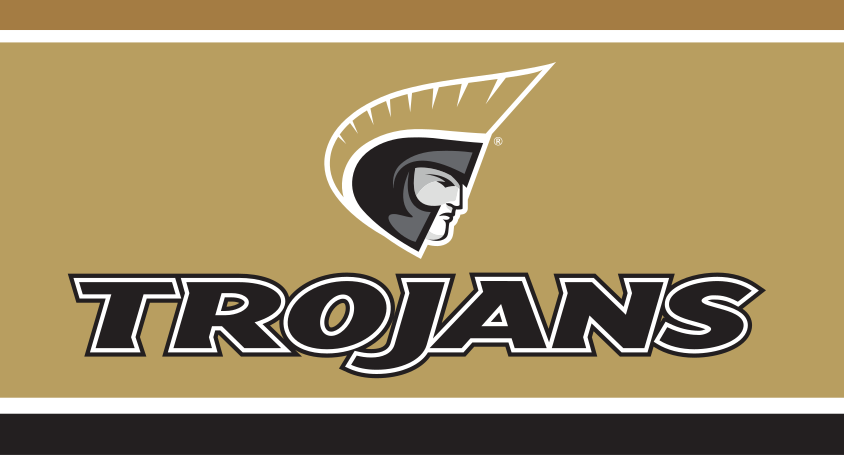 Athletic Trojan Wordmark with Icon, CMYK black stacked variant