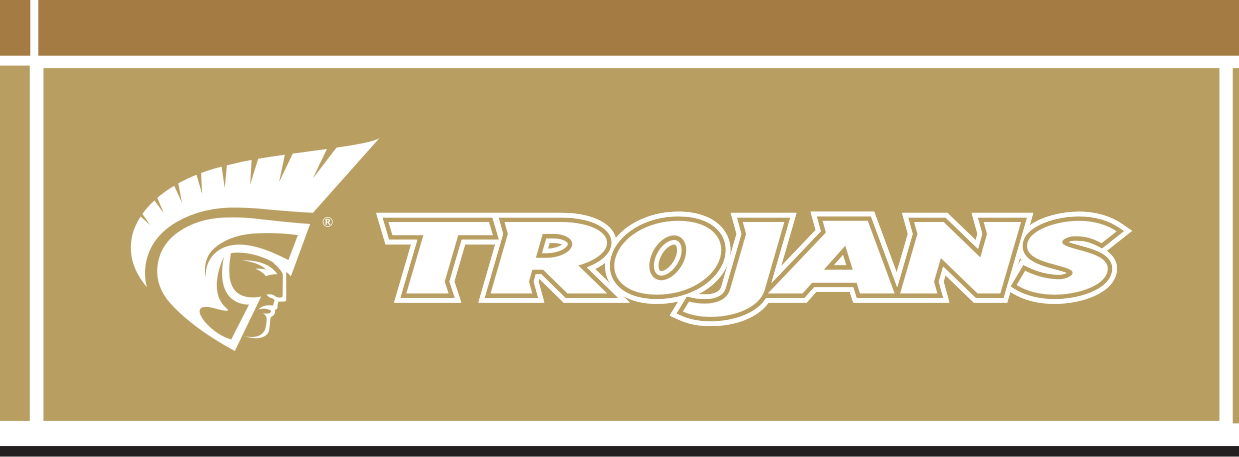 Athletic Trojan Wordmark with Icon, white horizontal variant