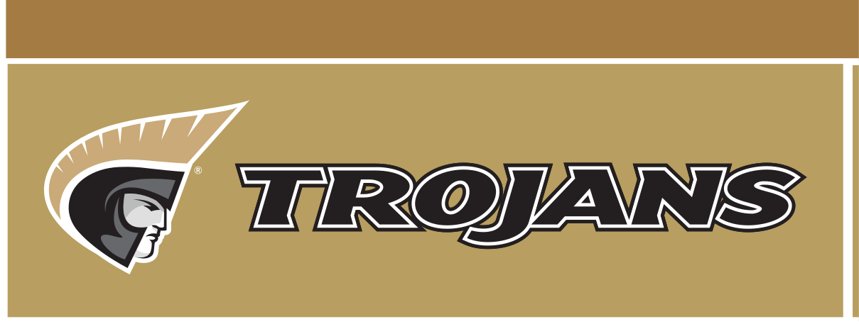 Athletic Trojan Wordmark with Icon, Pantone Coated black horizontal variant