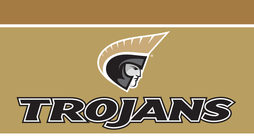 Athletic Trojan Wordmark with Icon, Pantone Coated black stacked variant