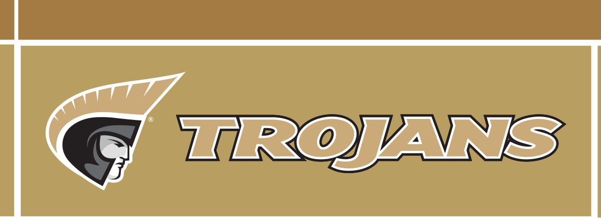 Athletic Trojan Wordmark with Icon, Pantone Coated gold horizontal variant