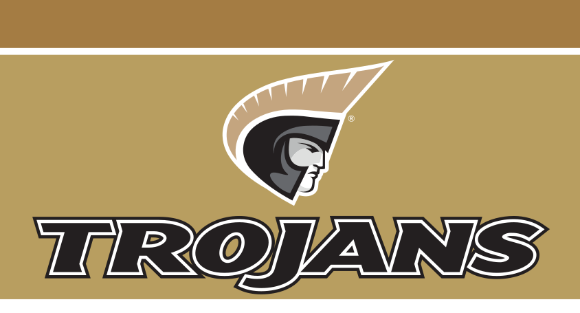 Athletic Trojan Wordmark with Icon, Pantone Uncoated black stacked variant