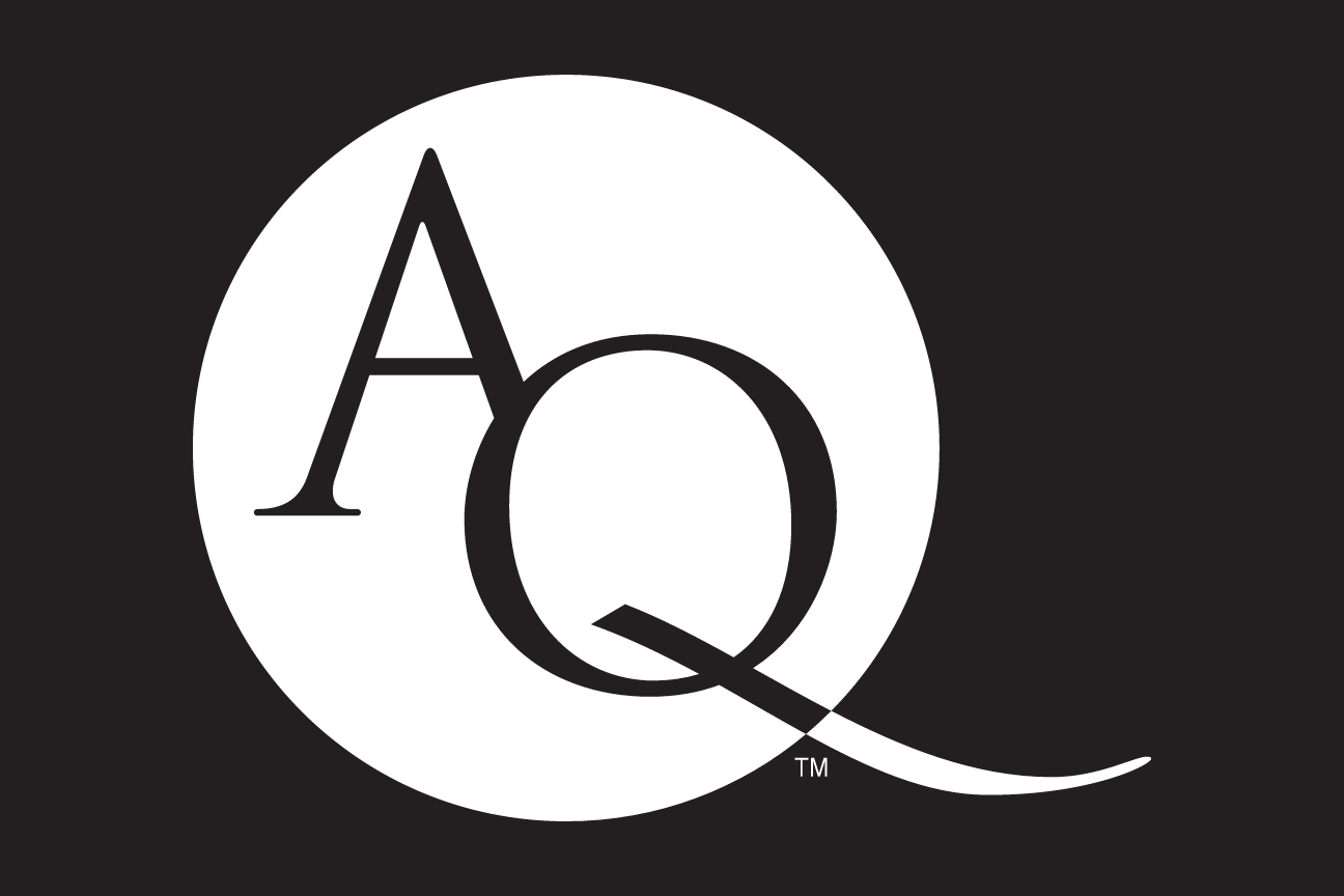 AQ lettermark, white on black variant, cell 11