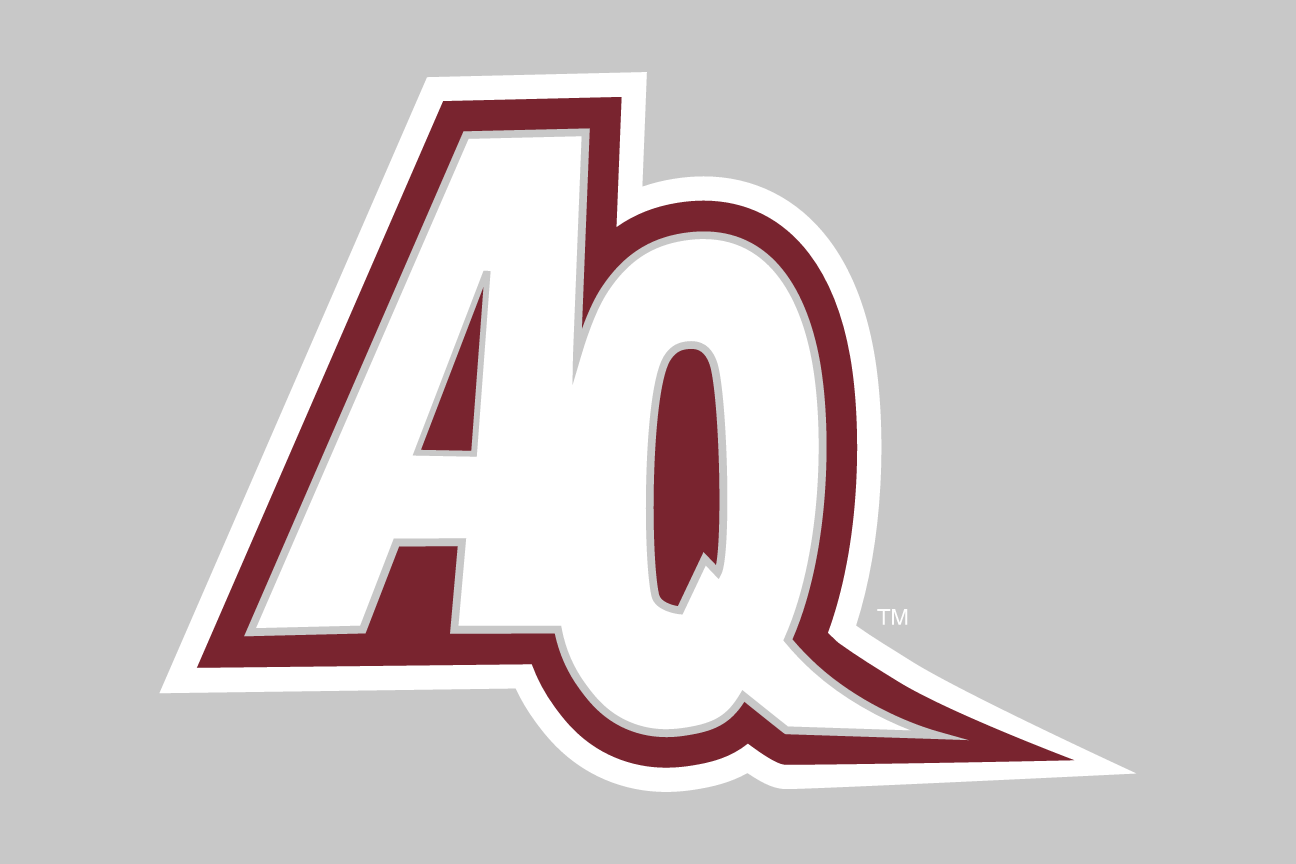 AQ lettermark, athletic, maroon/white/gray on gray variant, cell 16