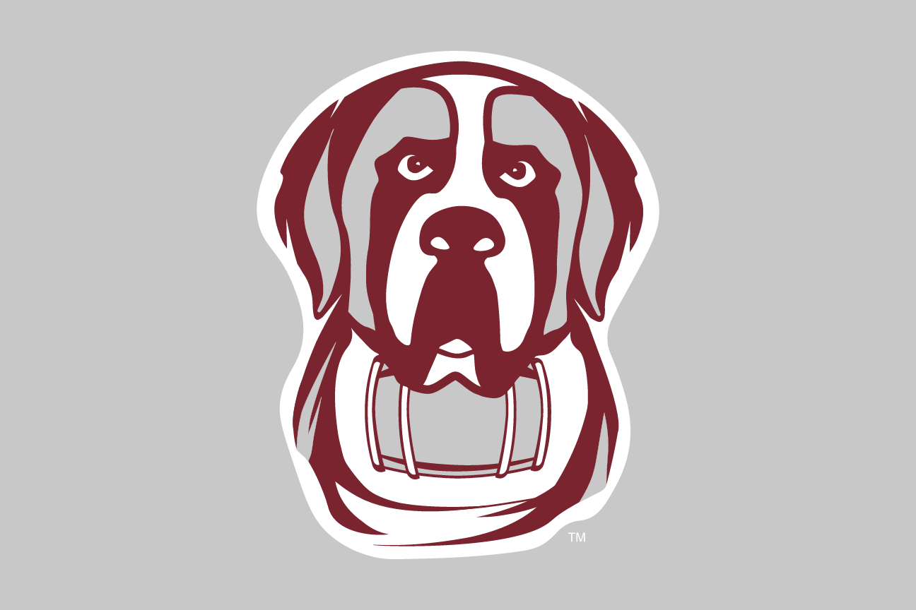 mascot head, maroon/white/gray on gray variant, cell 20