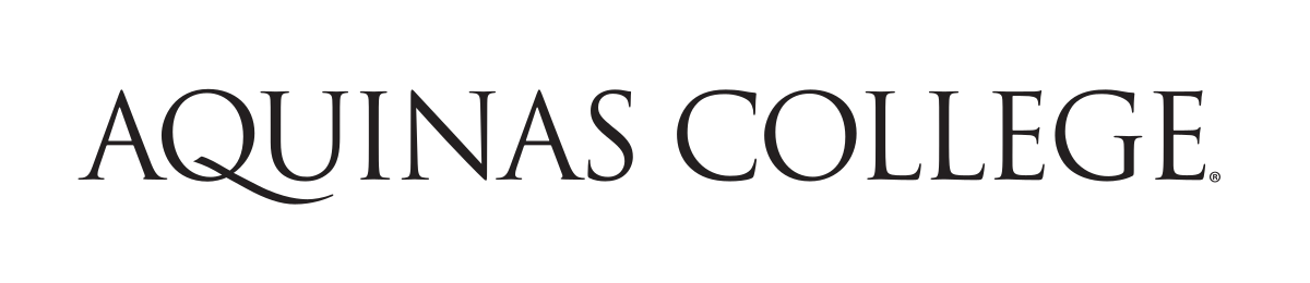 Aquinas College wordmark, horizontal, black variant, cell 3