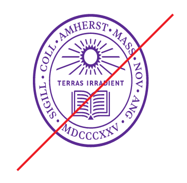 Amherst College seal, incorrect usage - vertically scaled variant