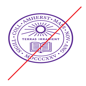 Amherst College seal, incorrect usage - horizontally scaled variant