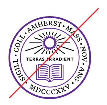 Amherst College seal, incorrect usage - more than one color variant