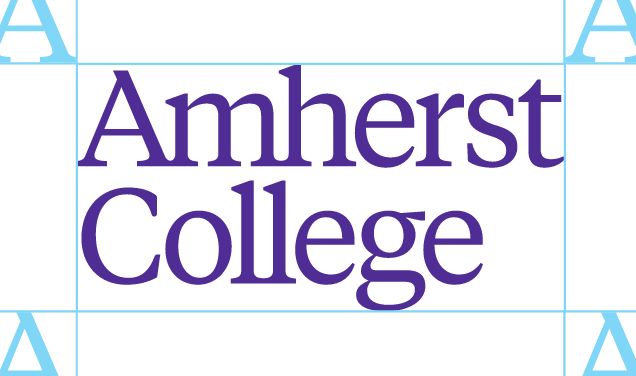 Amherst College, two-line wordmark, purple, clear space diagram variant