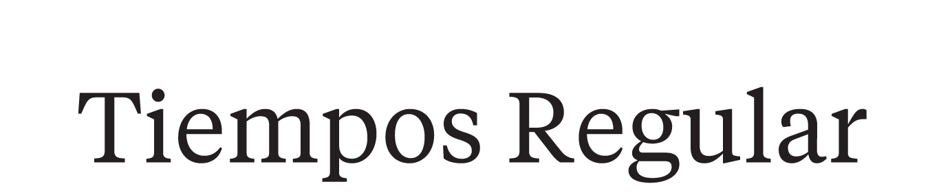 Tiempos Regular, wordmark variant, cell 1